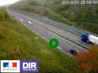 Webcam au niveau du col de Bois Clair à hauteur de Cluny sur la N79. Vue orientée vers Mâcon
