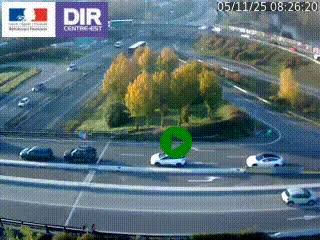 Webcam traffic à Grenoble-sud sur l'autoroute A480. Vue orientée vers l'entrée et la sortie de Grenoble