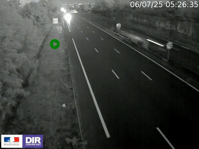 Webcam à Bron sur l'A43 à la jonction avec le boulevard périphérique de Lyon (D383). Vue orientée vers Lyon