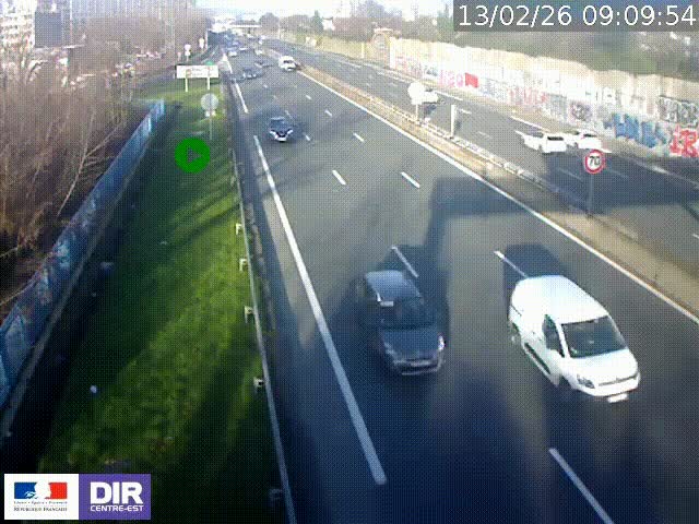 <h2>Webcam à Bron sur l'A43 à la jonction avec le boulevard périphérique de Lyon (D383). Vue orientée vers Lyon</h2>