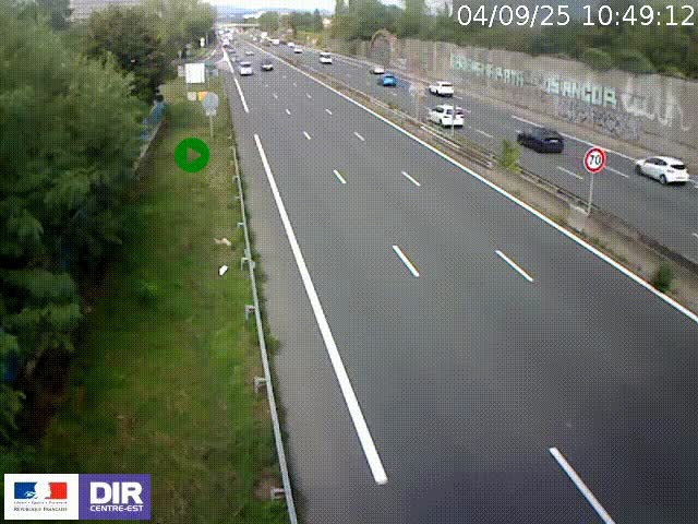 <h2>Webcam à Bron sur l'A43 à la jonction avec le boulevard périphérique de Lyon (D383). Vue orientée vers Lyon</h2>