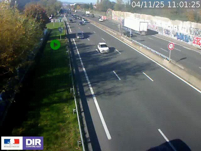 <h2>Webcam à Bron sur l'A43 à la jonction avec le boulevard périphérique de Lyon (D383). Vue orientée vers Lyon</h2>
