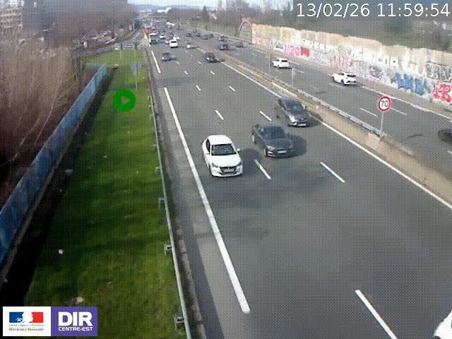 <h2>Webcam à Bron sur l'A43 à la jonction avec le boulevard périphérique de Lyon (D383). Vue orientée vers Lyon</h2>