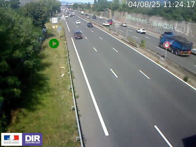 <h2>Webcam à Bron sur l'A43 à la jonction avec le boulevard périphérique de Lyon (D383). Vue orientée vers Lyon</h2>