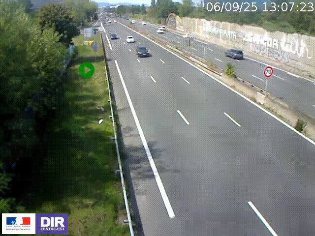 <h2>Webcam à Bron sur l'A43 à la jonction avec le boulevard périphérique de Lyon (D383). Vue orientée vers Lyon</h2>
