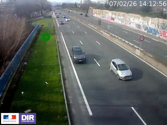 <h2>Webcam à Bron sur l'A43 à la jonction avec le boulevard périphérique de Lyon (D383). Vue orientée vers Lyon</h2>