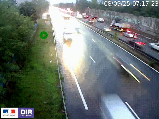 <h2>Webcam à Bron sur l'A43 à la jonction avec le boulevard périphérique de Lyon (D383). Vue orientée vers Lyon</h2>