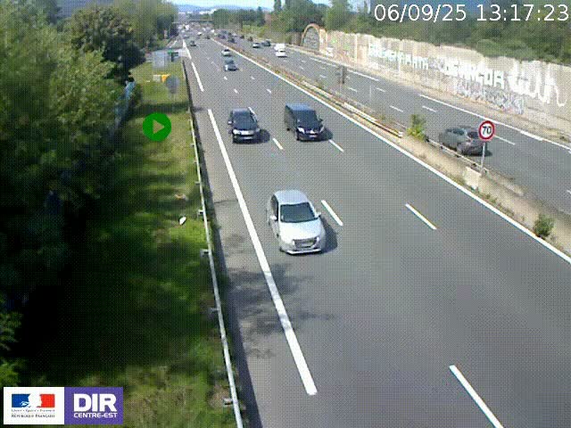 <h2>Webcam à Bron sur l'A43 à la jonction avec le boulevard périphérique de Lyon (D383). Vue orientée vers Lyon</h2>