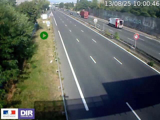 <h2>Webcam à Bron sur l'A43 à la jonction avec le boulevard périphérique de Lyon (D383). Vue orientée vers Lyon</h2>