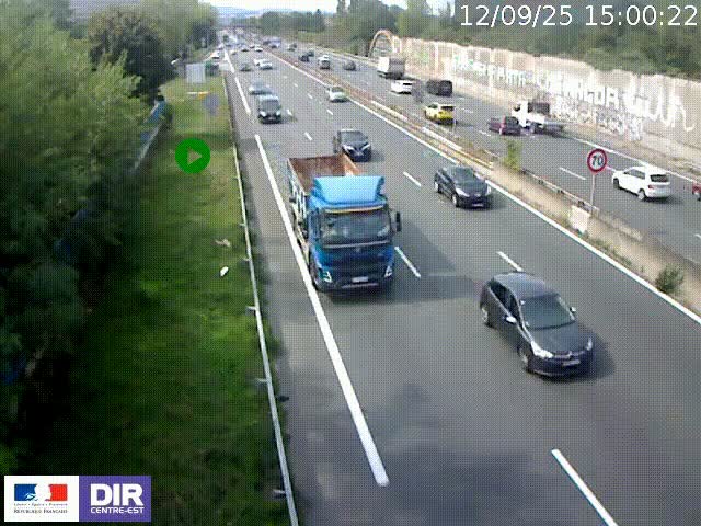 <h2>Webcam à Bron sur l'A43 à la jonction avec le boulevard périphérique de Lyon (D383). Vue orientée vers Lyon</h2>