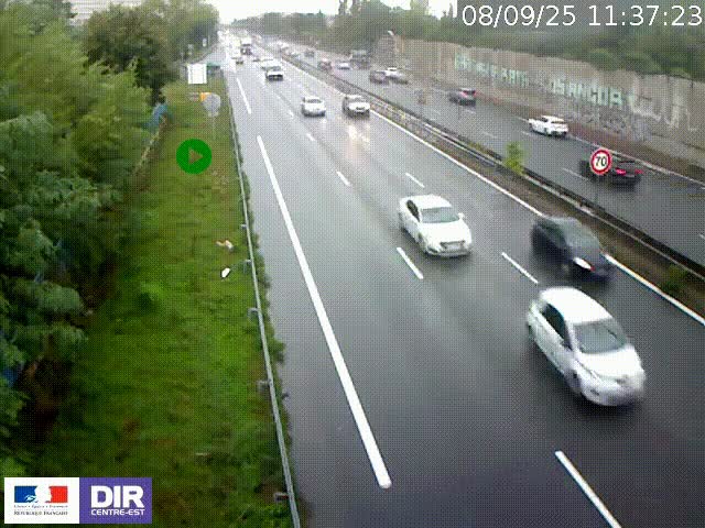 <h2>Webcam à Bron sur l'A43 à la jonction avec le boulevard périphérique de Lyon (D383). Vue orientée vers Lyon</h2>
