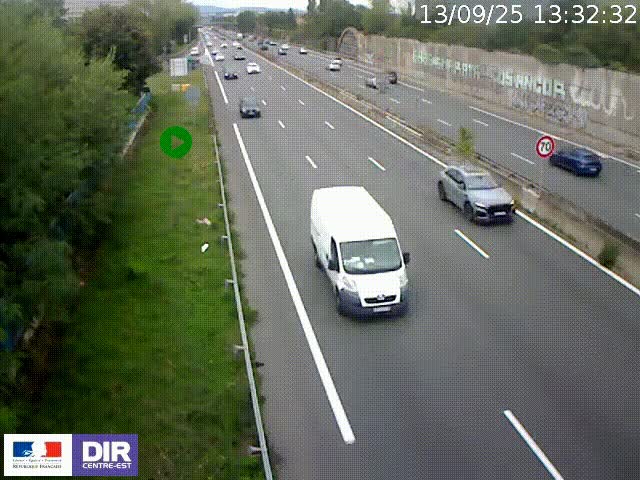 <h2>Webcam à Bron sur l'A43 à la jonction avec le boulevard périphérique de Lyon (D383). Vue orientée vers Lyon</h2>