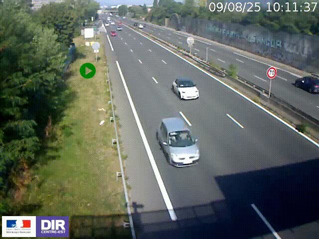 <h2>Webcam à Bron sur l'A43 à la jonction avec le boulevard périphérique de Lyon (D383). Vue orientée vers Lyon</h2>