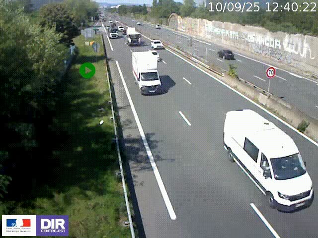 <h2>Webcam à Bron sur l'A43 à la jonction avec le boulevard périphérique de Lyon (D383). Vue orientée vers Lyon</h2>