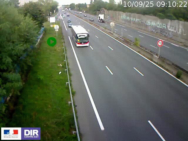 <h2>Webcam à Bron sur l'A43 à la jonction avec le boulevard périphérique de Lyon (D383). Vue orientée vers Lyon</h2>
