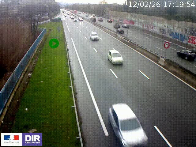 Webcam à Bron sur l'A43 à la jonction avec le boulevard périphérique de Lyon (D383). Vue orientée vers Lyon