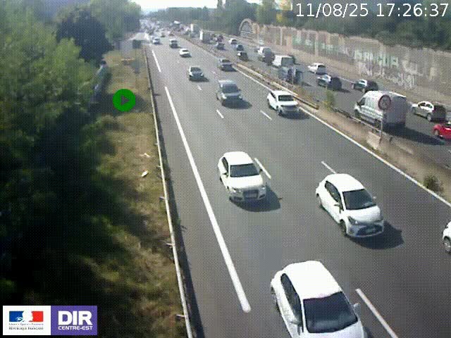 <h2>Webcam à Bron sur l'A43 à la jonction avec le boulevard périphérique de Lyon (D383). Vue orientée vers Lyon</h2>