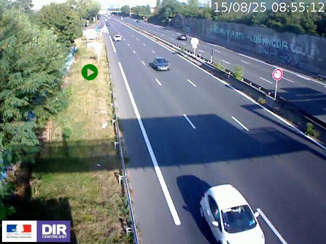 <h2>Webcam à Bron sur l'A43 à la jonction avec le boulevard périphérique de Lyon (D383). Vue orientée vers Lyon</h2>