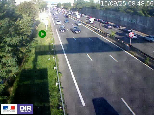 <h2>Webcam à Bron sur l'A43 à la jonction avec le boulevard périphérique de Lyon (D383). Vue orientée vers Lyon</h2>