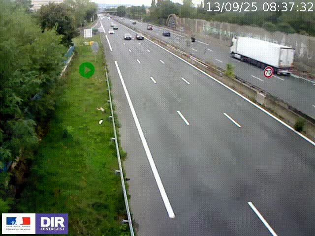 <h2>Webcam à Bron sur l'A43 à la jonction avec le boulevard périphérique de Lyon (D383). Vue orientée vers Lyon</h2>