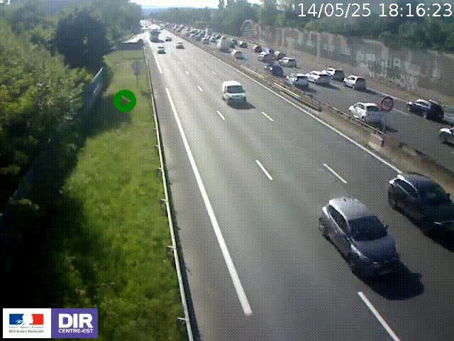 <h2>Webcam à Bron sur l'A43 à la jonction avec le boulevard périphérique de Lyon (D383). Vue orientée vers Lyon</h2>