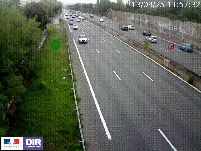 <h2>Webcam à Bron sur l'A43 à la jonction avec le boulevard périphérique de Lyon (D383). Vue orientée vers Lyon</h2>