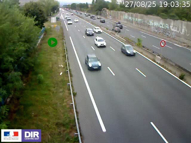 <h2>Webcam à Bron sur l'A43 à la jonction avec le boulevard périphérique de Lyon (D383). Vue orientée vers Lyon</h2>