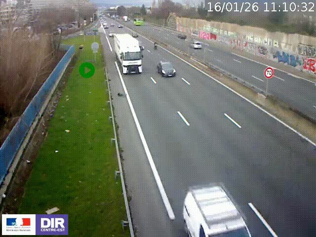 <h2>Webcam à Bron sur l'A43 à la jonction avec le boulevard périphérique de Lyon (D383). Vue orientée vers Lyon</h2>