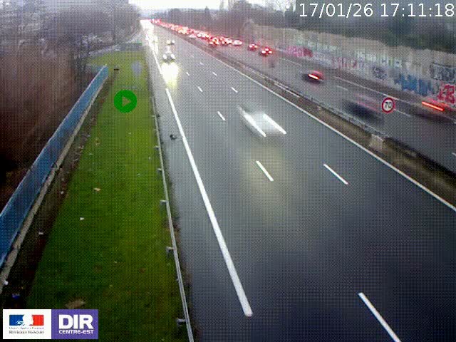 <h2>Webcam à Bron sur l'A43 à la jonction avec le boulevard périphérique de Lyon (D383). Vue orientée vers Lyon</h2>