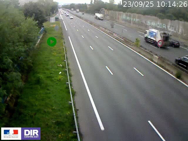 <h2>Webcam à Bron sur l'A43 à la jonction avec le boulevard périphérique de Lyon (D383). Vue orientée vers Lyon</h2>