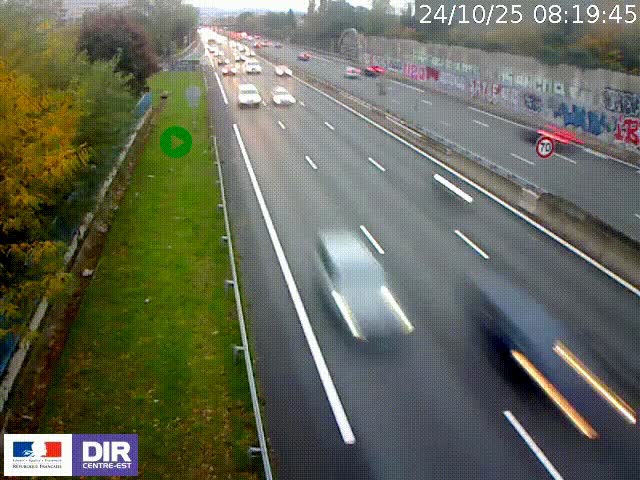 <h2>Webcam à Bron sur l'A43 à la jonction avec le boulevard périphérique de Lyon (D383). Vue orientée vers Lyon</h2>