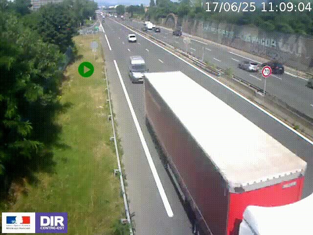 <h2>Webcam à Bron sur l'A43 à la jonction avec le boulevard périphérique de Lyon (D383). Vue orientée vers Lyon</h2>