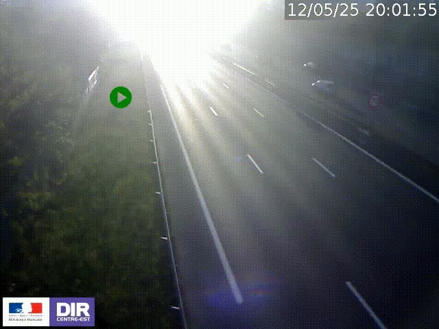 Webcam à Bron sur l'A43 à la jonction avec le boulevard périphérique de Lyon (D383). Vue orientée vers Lyon