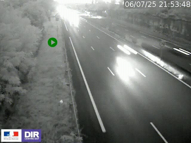 Webcam à Bron sur l'A43 à la jonction avec le boulevard périphérique de Lyon (D383). Vue orientée vers Lyon