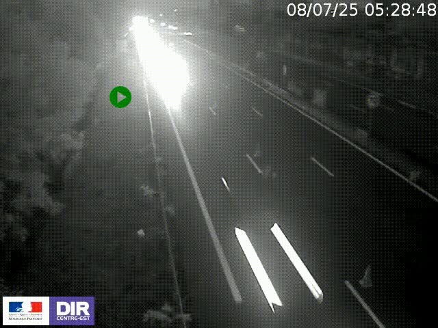 Webcam à Bron sur l'A43 à la jonction avec le boulevard périphérique de Lyon (D383). Vue orientée vers Lyon