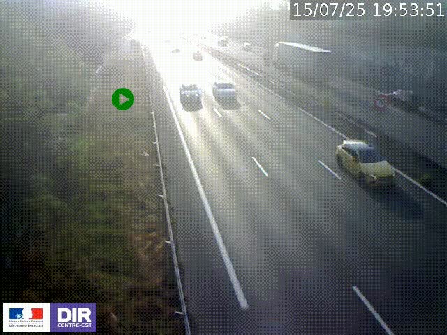 Webcam à Bron sur l'A43 à la jonction avec le boulevard périphérique de Lyon (D383). Vue orientée vers Lyon