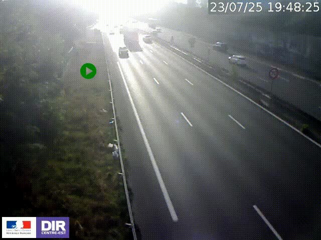 Webcam à Bron sur l'A43 à la jonction avec le boulevard périphérique de Lyon (D383). Vue orientée vers Lyon