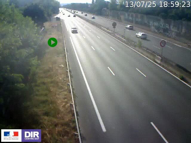 Webcam à Bron sur l'A43 à la jonction avec le boulevard périphérique de Lyon (D383). Vue orientée vers Lyon