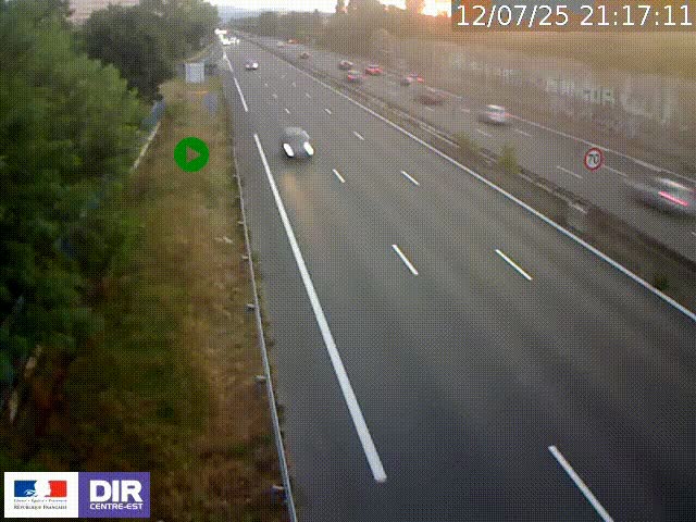Webcam à Bron sur l'A43 à la jonction avec le boulevard périphérique de Lyon (D383). Vue orientée vers Lyon