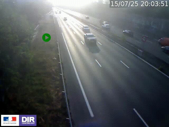 Webcam à Bron sur l'A43 à la jonction avec le boulevard périphérique de Lyon (D383). Vue orientée vers Lyon