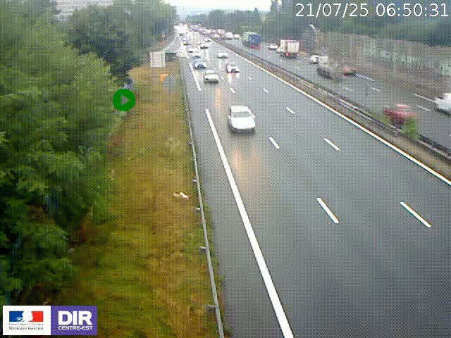 Webcam à Bron sur l'A43 à la jonction avec le boulevard périphérique de Lyon (D383). Vue orientée vers Lyon