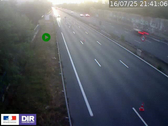 Webcam à Bron sur l'A43 à la jonction avec le boulevard périphérique de Lyon (D383). Vue orientée vers Lyon