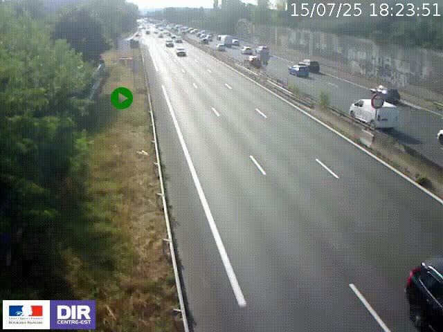Webcam à Bron sur l'A43 à la jonction avec le boulevard périphérique de Lyon (D383). Vue orientée vers Lyon