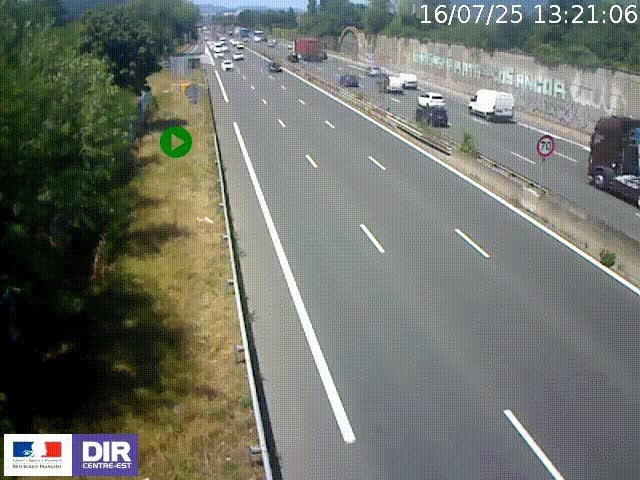 Webcam à Bron sur l'A43 à la jonction avec le boulevard périphérique de Lyon (D383). Vue orientée vers Lyon