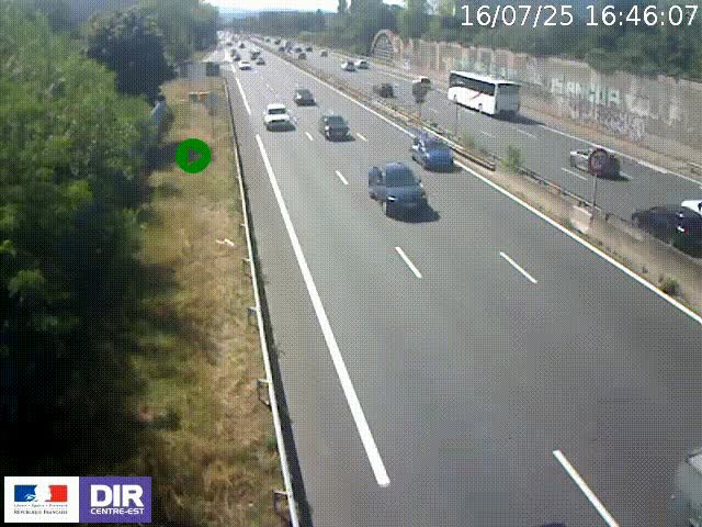 Webcam à Bron sur l'A43 à la jonction avec le boulevard périphérique de Lyon (D383). Vue orientée vers Lyon