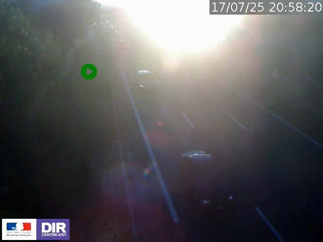Webcam à Bron sur l'A43 à la jonction avec le boulevard périphérique de Lyon (D383). Vue orientée vers Lyon