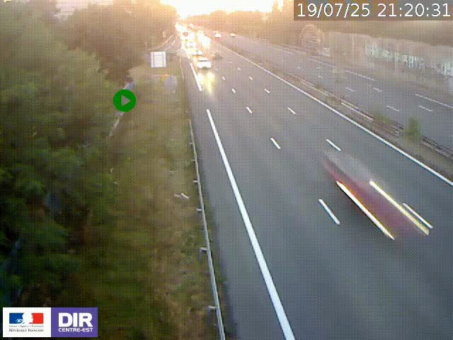 Webcam à Bron sur l'A43 à la jonction avec le boulevard périphérique de Lyon (D383). Vue orientée vers Lyon