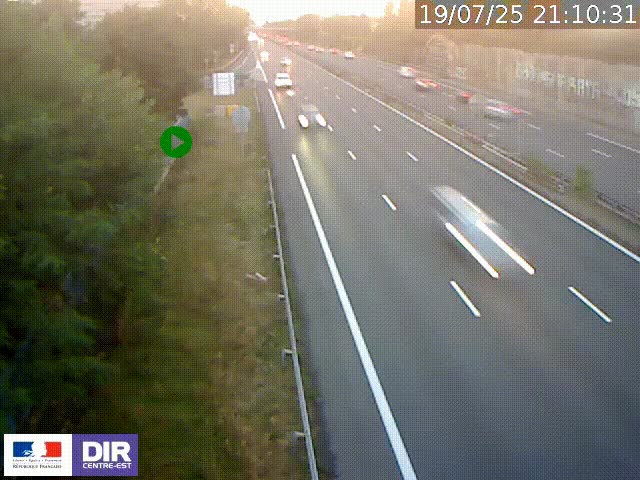 Webcam à Bron sur l'A43 à la jonction avec le boulevard périphérique de Lyon (D383). Vue orientée vers Lyon