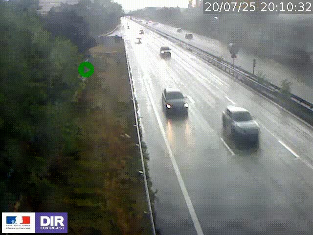 Webcam à Bron sur l'A43 à la jonction avec le boulevard périphérique de Lyon (D383). Vue orientée vers Lyon