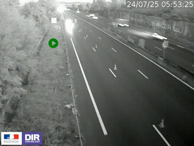 Webcam à Bron sur l'A43 à la jonction avec le boulevard périphérique de Lyon (D383). Vue orientée vers Lyon